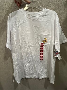Minnesota Vikings NFL Team Apparel Glitter White Short Sleeve T Shirt Sz XL NEW